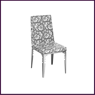 White Dining Chairs on Dining Chair Grey White Flower Design Leather Effect